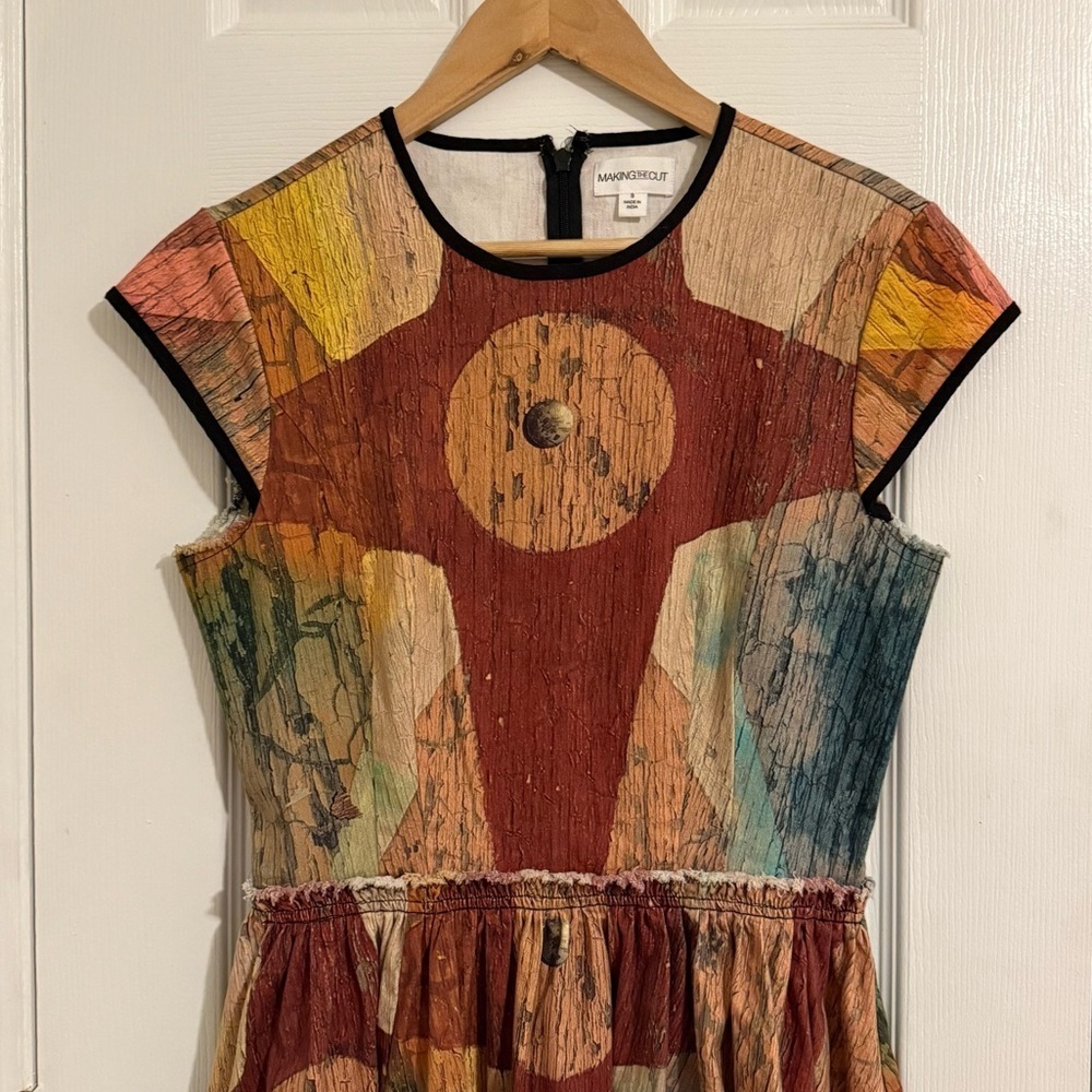 Making The Cut Carnival Painting Dress Winning Look Gary's Brown Tan Small - Picture 3 of 10